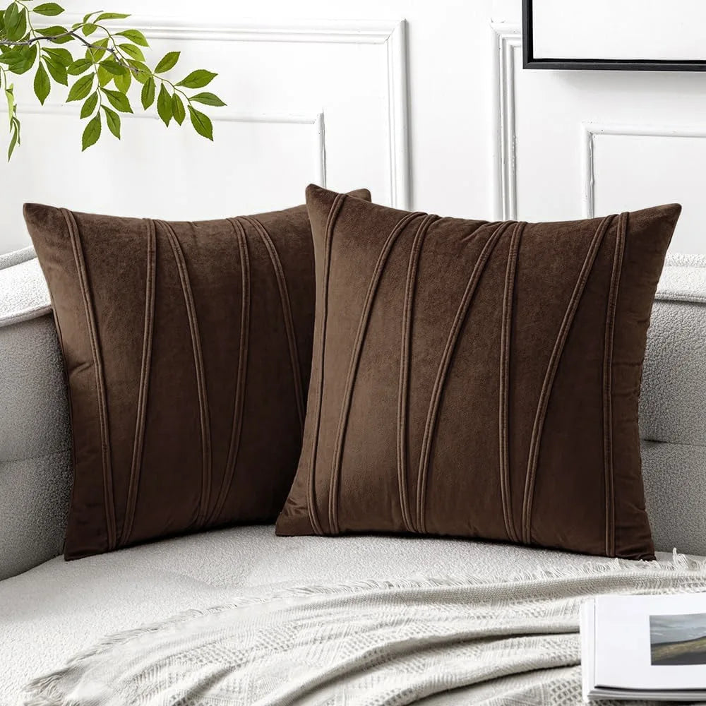 Housse de coussin velours - brun