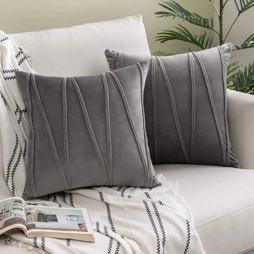 Housse de coussin velours - gris